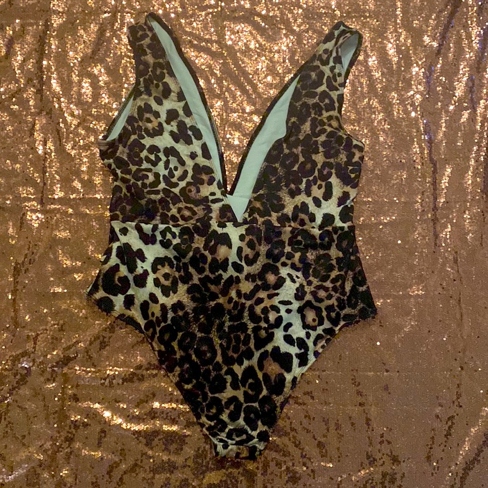 Leopard print one piece swimsuit (size 12-USA)-(size 16-UK)